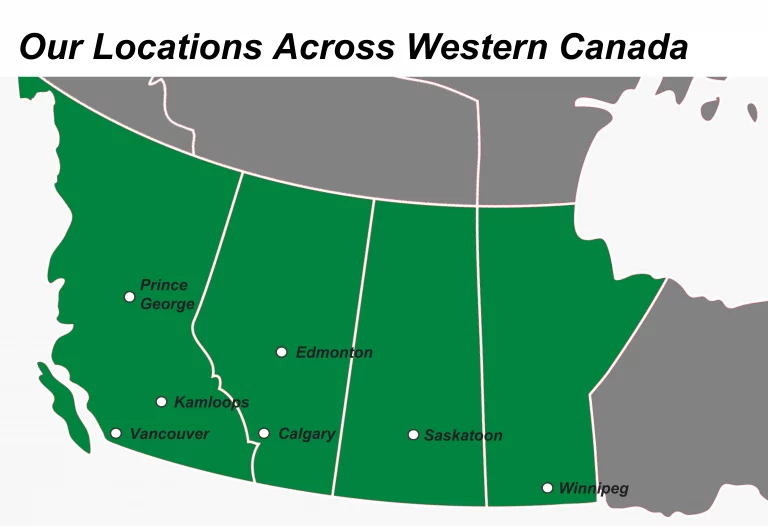 Skeans Locations Across Western Canada in Vancouver, Kamloops, Prince George, Calgary, Edmonton, Saskatoon, and Winnipeg